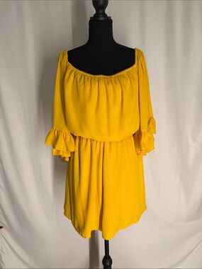 Fashion to Figure Yellow Off-Shoulder Romper with Elastic Neckline